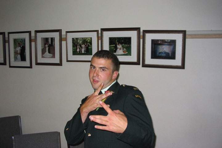 Pte. Thomas Welch at his mother’s wedding on Aug. 8, 2003, in London, Ont.