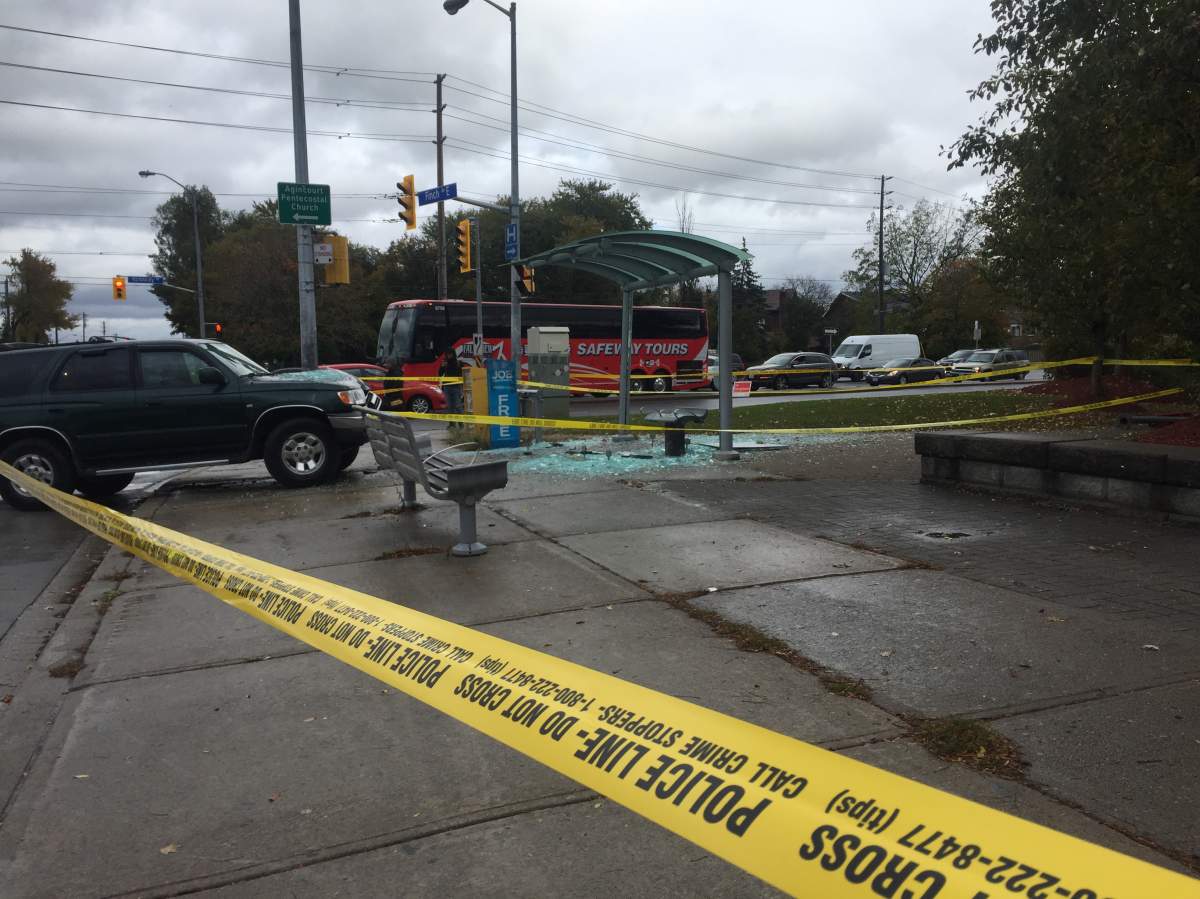 A woman was struck by a vehicle that left the roadway at Kennedy Road and Finch Avenue East on Tuesday, Oct. 23.