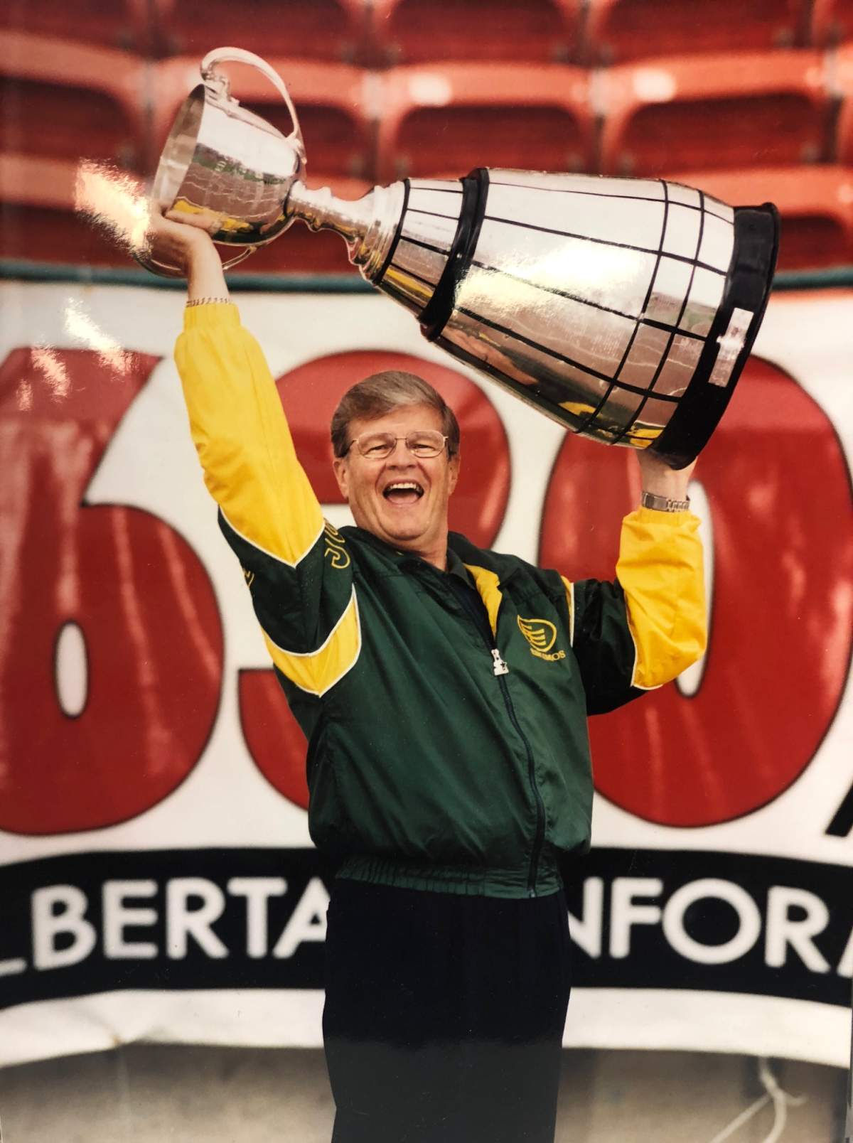 Bryan Hall called Edmonton Eskimos games for 45 years and has been to 60 Grey Cups. He celebrates 65 years in broadcast in 2018.