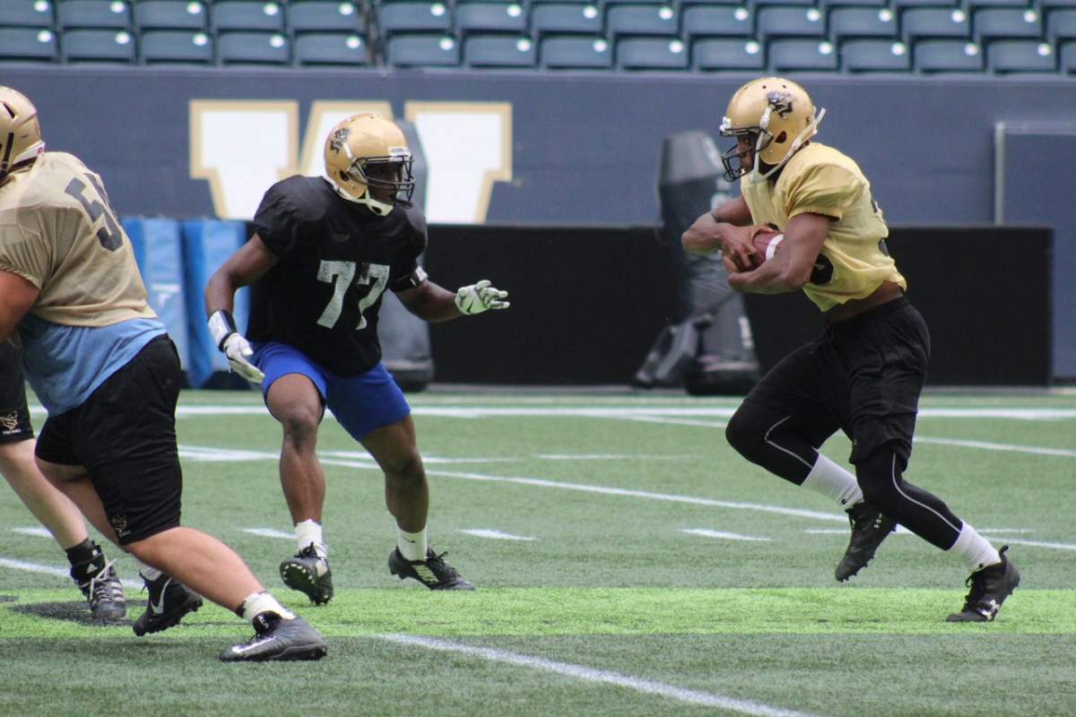 Otisi (77) at Bisons’ practice.