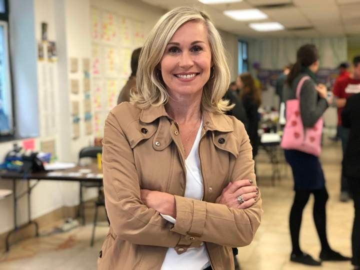 Mayoral candidate Jennifer Keesmaat makes an announcement while campaigning.
