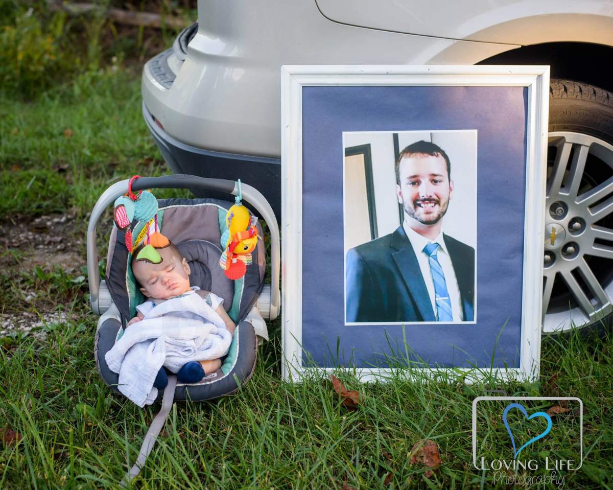 A picture of Kendall Murphy next to Micah, nephew he never had a chance to meet before he was killed in a car crash in November 2017.