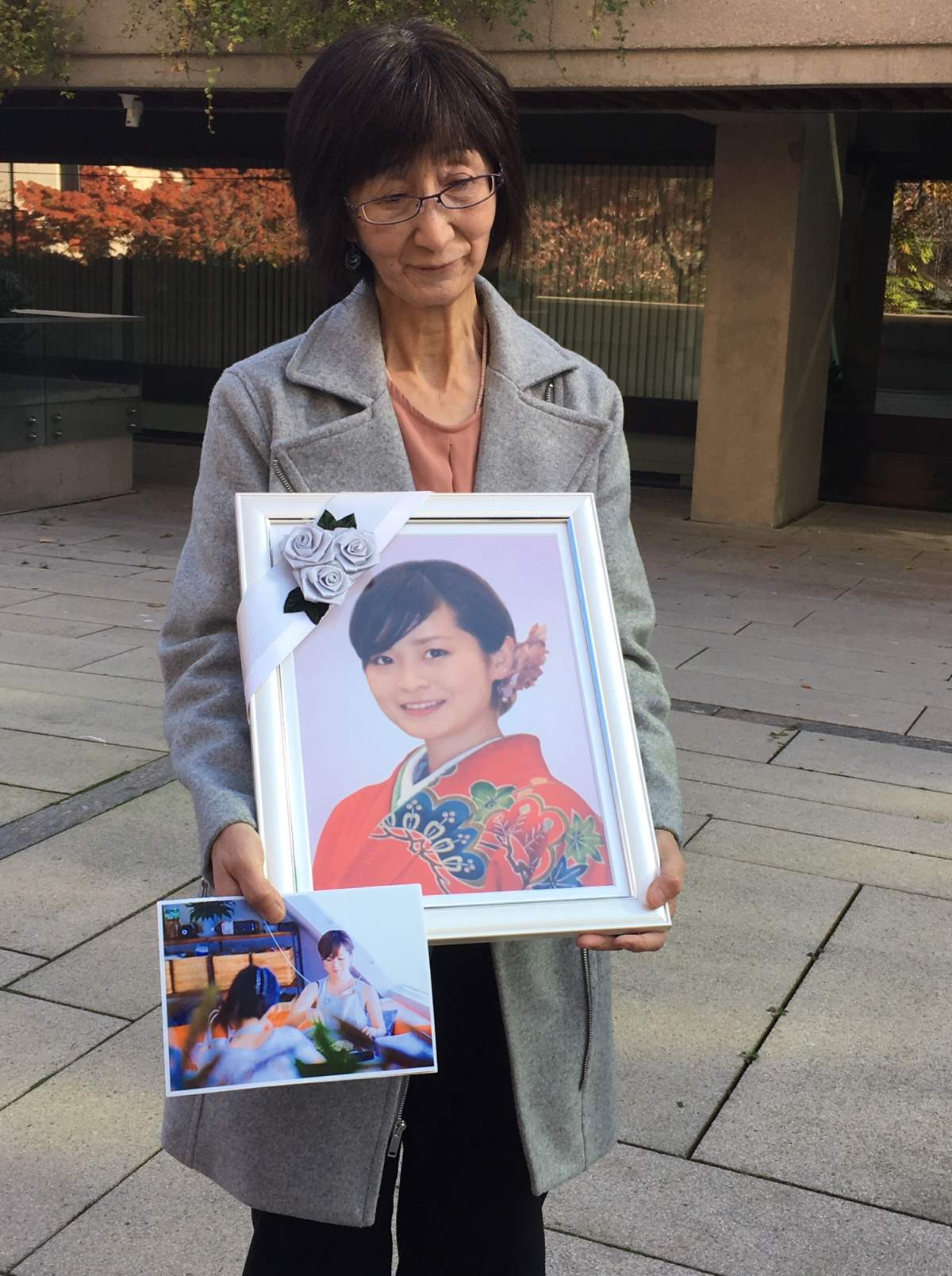Natsumi Kogawa\’s mom outside court on Friday. Credit: Rumina Daya / Global News