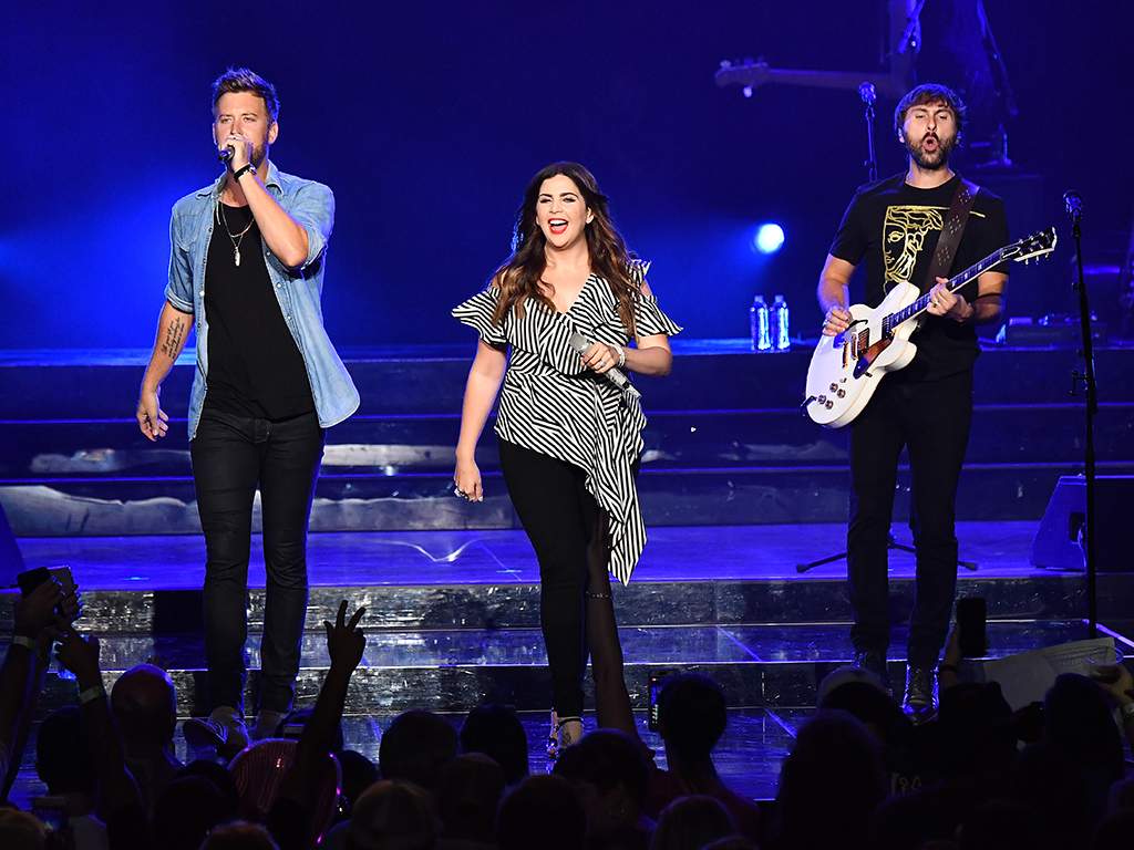 (L-R) Charles Kelley, Hillary Scott and Dave Haywood of Lady Antebellum perform in concert during Summer Plays On tour at Verizon Wireless Amphitheater on Sept. 27, 2018 in Alpharetta, Georgia.