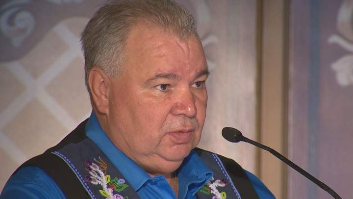 Manitoba Métis Federation president David Chartrand speaks at a symposium at the Fort Gary Hotel in Winnipeg.