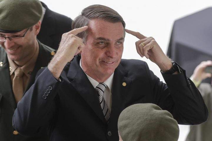 Presidential far-right pre-candidate Jair Bolsonaro meets members of the military in Sao Paulo, Brazil, 03 May 2018.