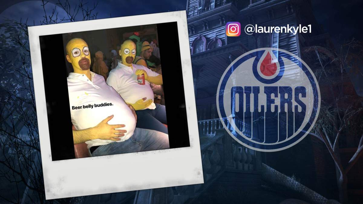 The annual Oilers Halloween party saw two Homer Simpsons in attendance: Connor McDavid and Matt Benning.