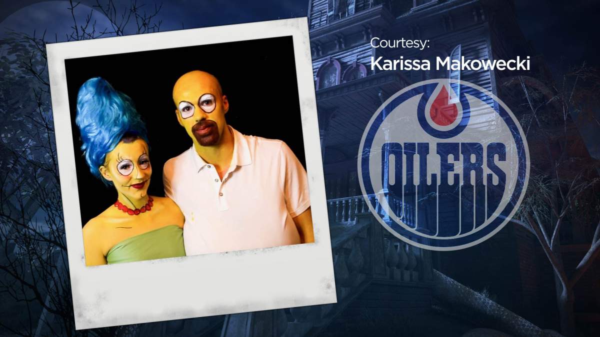 Connor McDavid and girlfriend Lauren Kyle as Homer and Marge Simpson