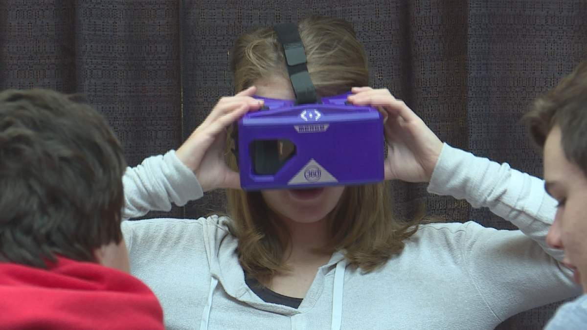 A student tries the new VR educational tool as part of Ocean School.