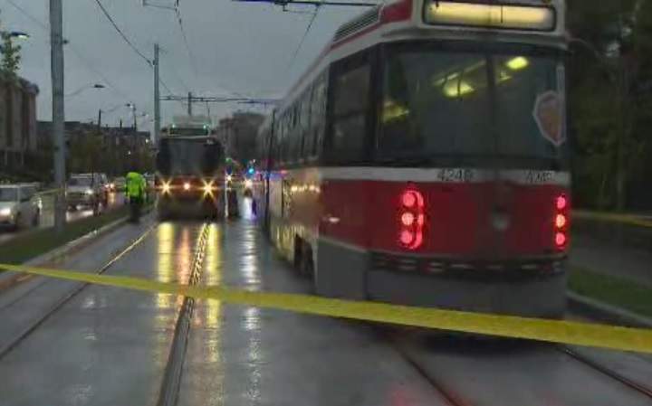 A male pedestrian was struck by a streetcar on The Queensway and Ellis Avenue on Oct. 1, 2018.