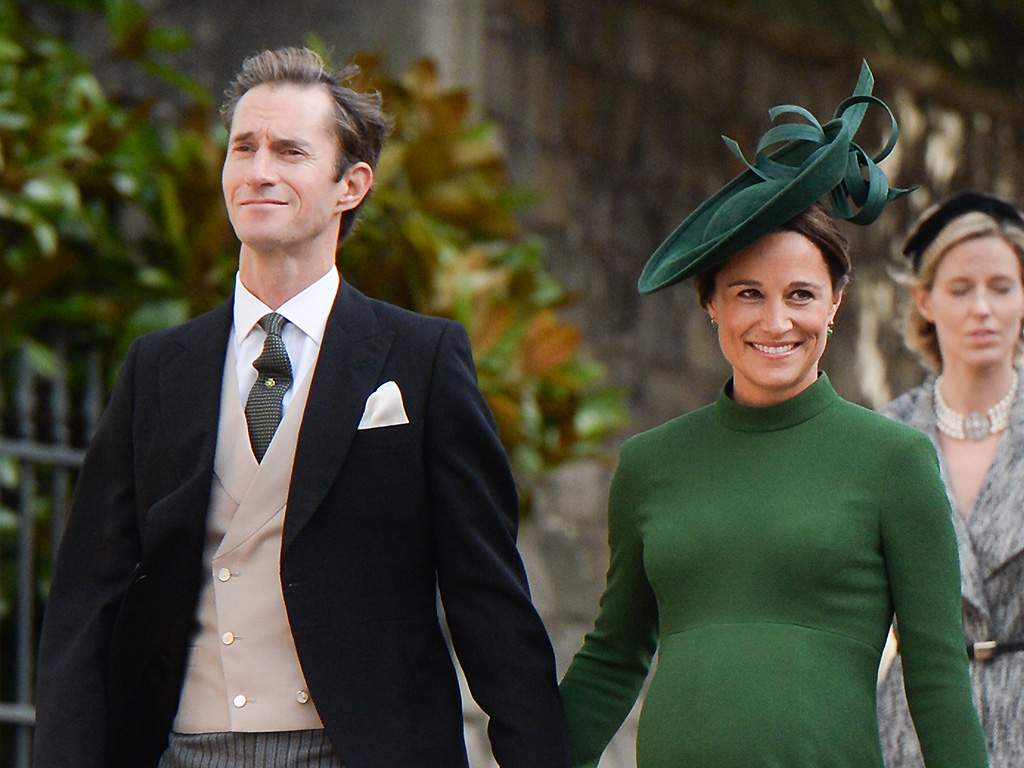 James Matthews and Pippa Middleton attend the wedding of Princess Eugenie of York and Jack Brooksbank at St George's Chapel in Windsor Castle on October 12, 2018.