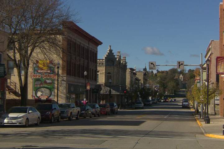 The main street in Plymouth, Wis., where voters overwhelmingly support President Trump. Brett Carlson/Global News