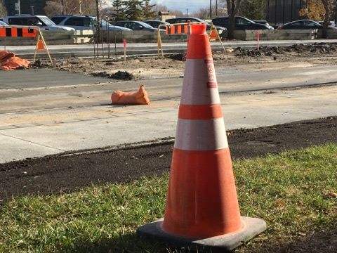 An RCMP officer is being investigated for striking a man with a pylon.