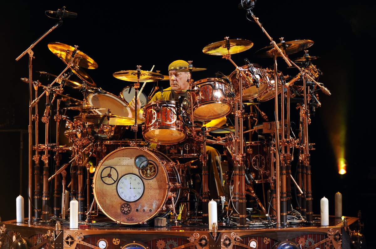 Neil Peart of Rush performs as part of the bands’ Time Machine tour at Red Rocks Amphitheatre on Aug. 16, 2010 in Morrison, Col.