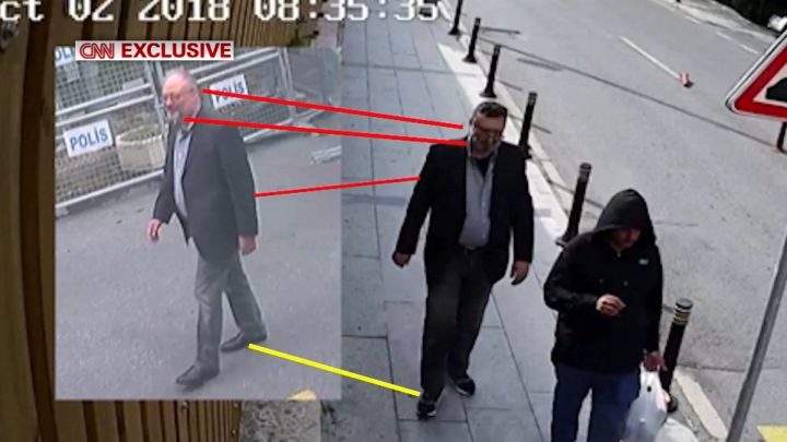 A CNN composite image compares Jamal Khashoggi (left) to a body double (right).