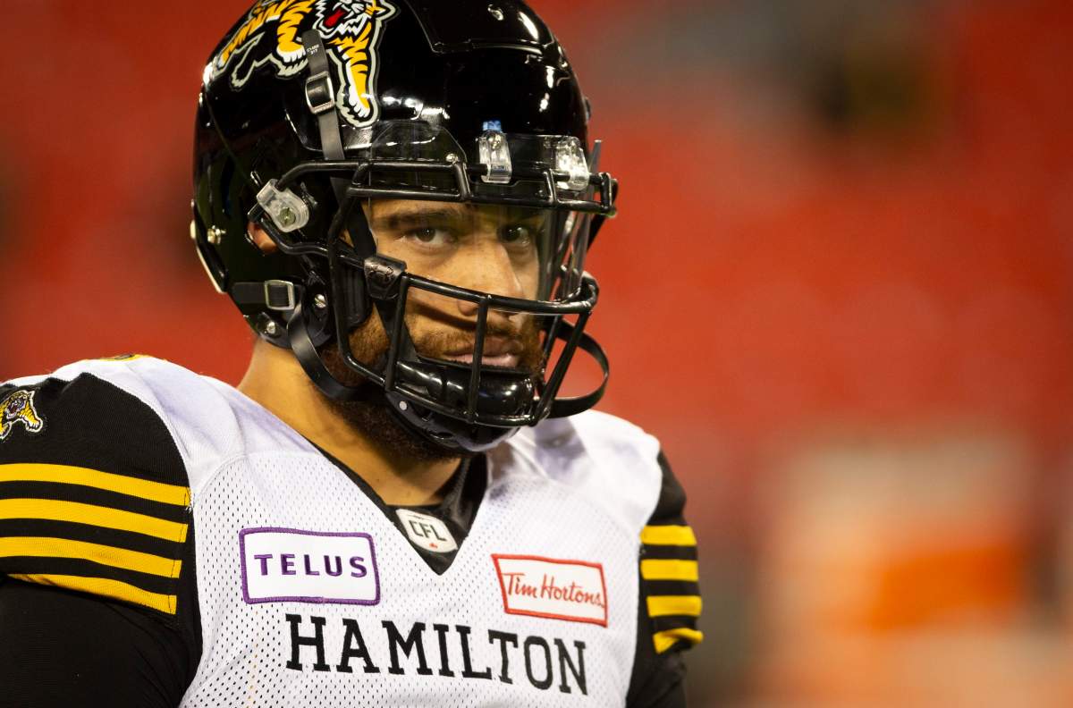 Hamilton Tiger-Cats quarterback Jeremiah Masoli (8) won't have his favourite weapon on the field when they host the Ottawa Redblacks Saturday.