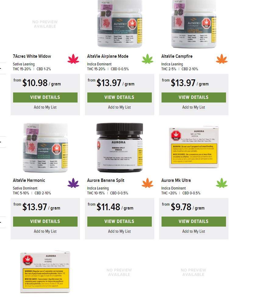 A screenshot of Nova Scotia’s cannabis retail website.