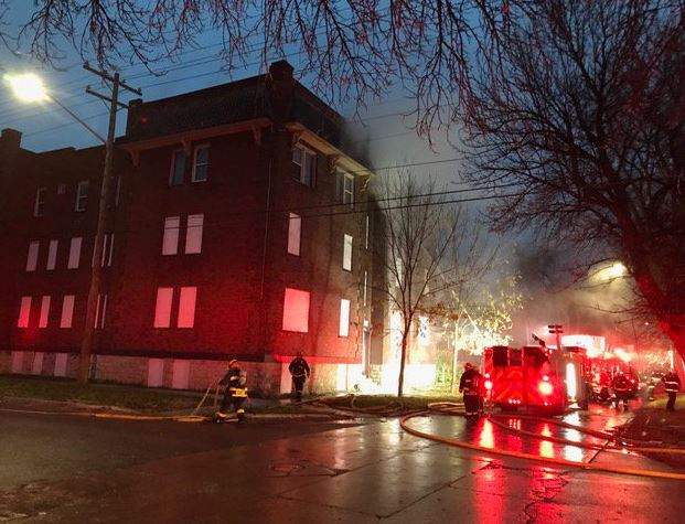 Fire crews extinguished a blaze on Atlantic Avenue Wednesday night.