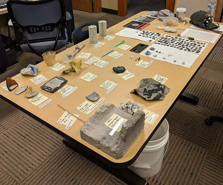An assortment of items spewed from Ear Springs in Yellowstone National Park