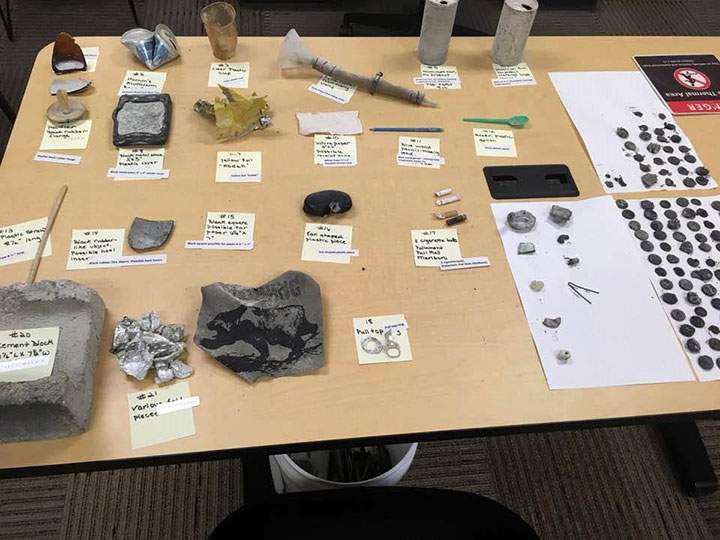An assortment of items spewed from Ear Springs in Yellowstone National Park