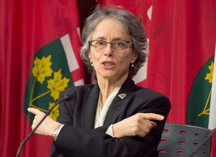 Environmental Commissioner of Ontario Dianne Saxe releases a report at the Ontario Legislature, in Toronto on Tuesday, January 30, 2018. 