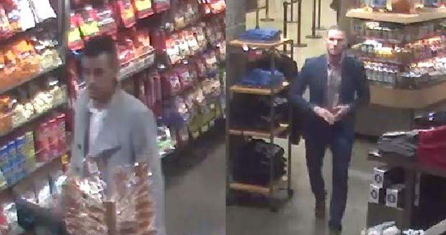 Kingston police security images of two men who allegedly both used a stolen credit card in Kingston.