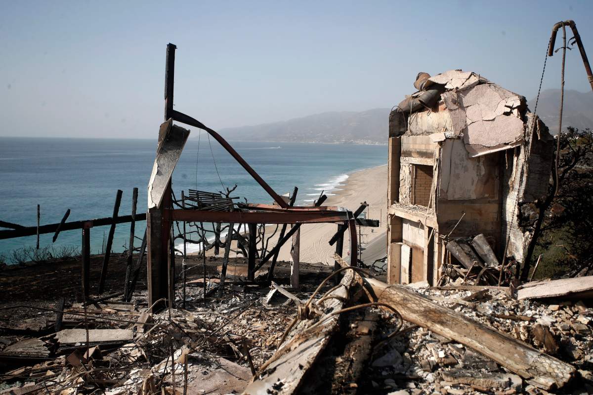 A home near Zuma Beach overlooking the Pacific Ocean was destroyed in the Woosley Fire in Malibu, California,