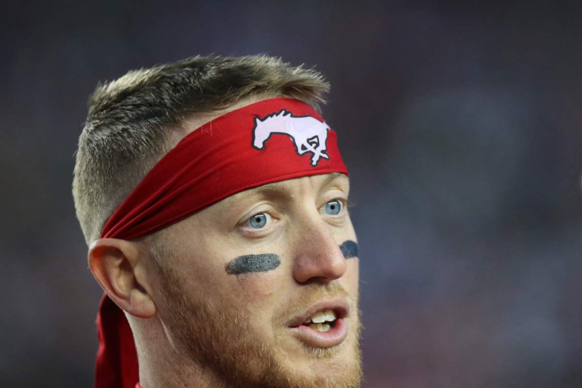 Stampeders' QB Bo Levi Mitchell in the CFL Grey Cup championship game, in Edmonton on Sunday, November 25th, 2018. (CFL PHOTO - Dave Chidley).