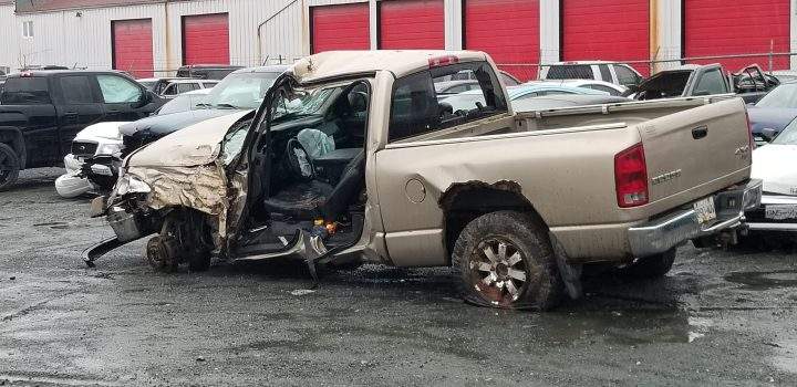 Duncan Moffat was trapped in this pickup truck for days after driving off a cliff.