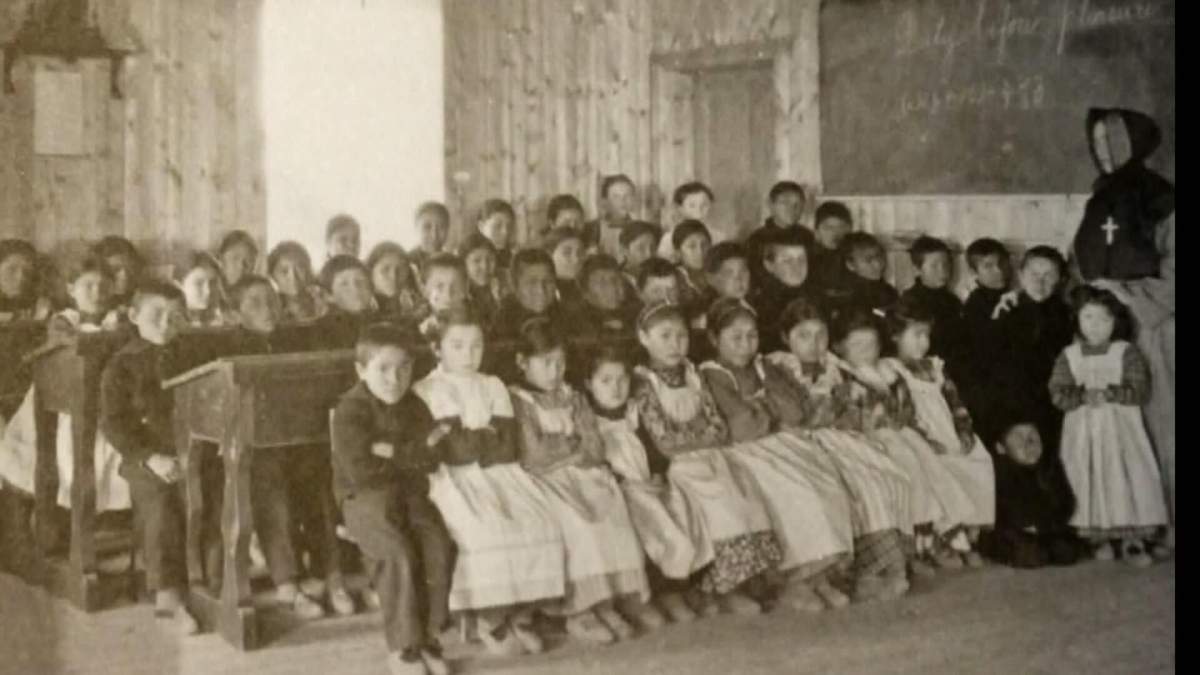 A file photo of Indigenous children at a residential school.
