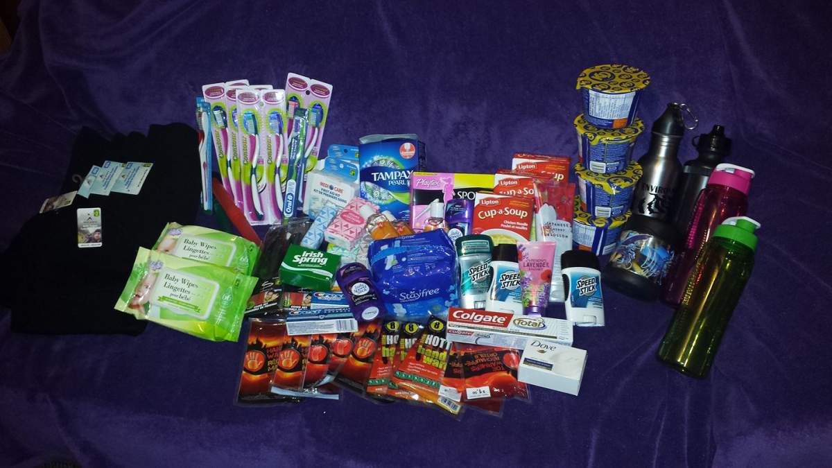 This photo from 2017 shows the types of supplies and items Emilie Kelly hopes to purchase for backpacks for Ottawa’s homeless. She’s launched a fundraising campaign to finance the project and is also accepting donations.