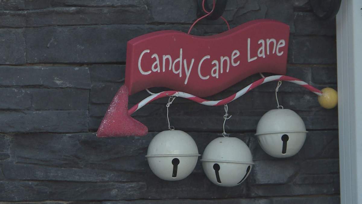 A holiday decorations hangs outside the Branting home.