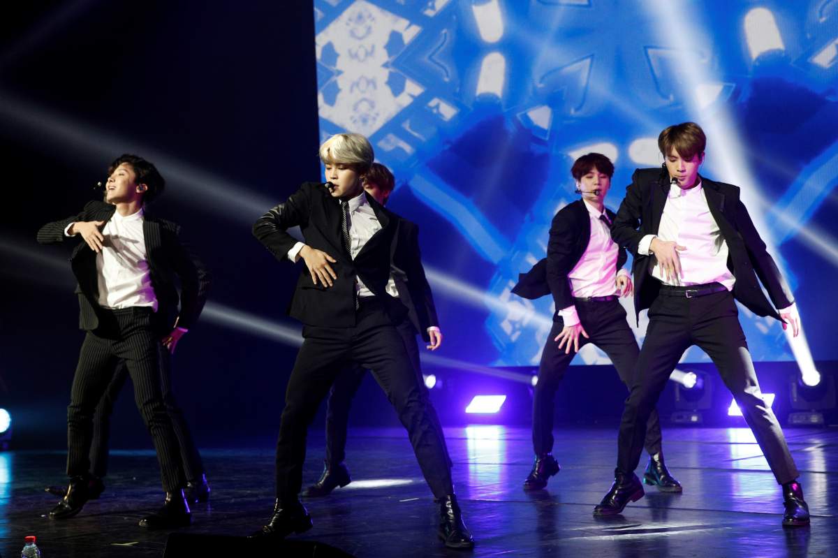 BTS performs during a Korean cultural event as part of South Korean president official visit to France, on Oct. 14, 2018 in Paris.