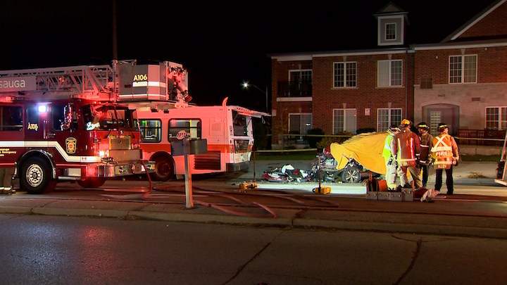 The crash happened on Bloor Street at Tomken Road early Friday morning.