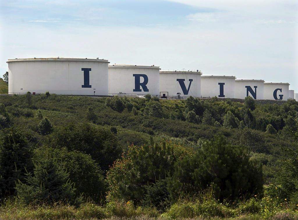 Storage tanks are seen at the Irving Oil refinery in Saint John, N.B., on Thursday, Aug. 8, 2013.