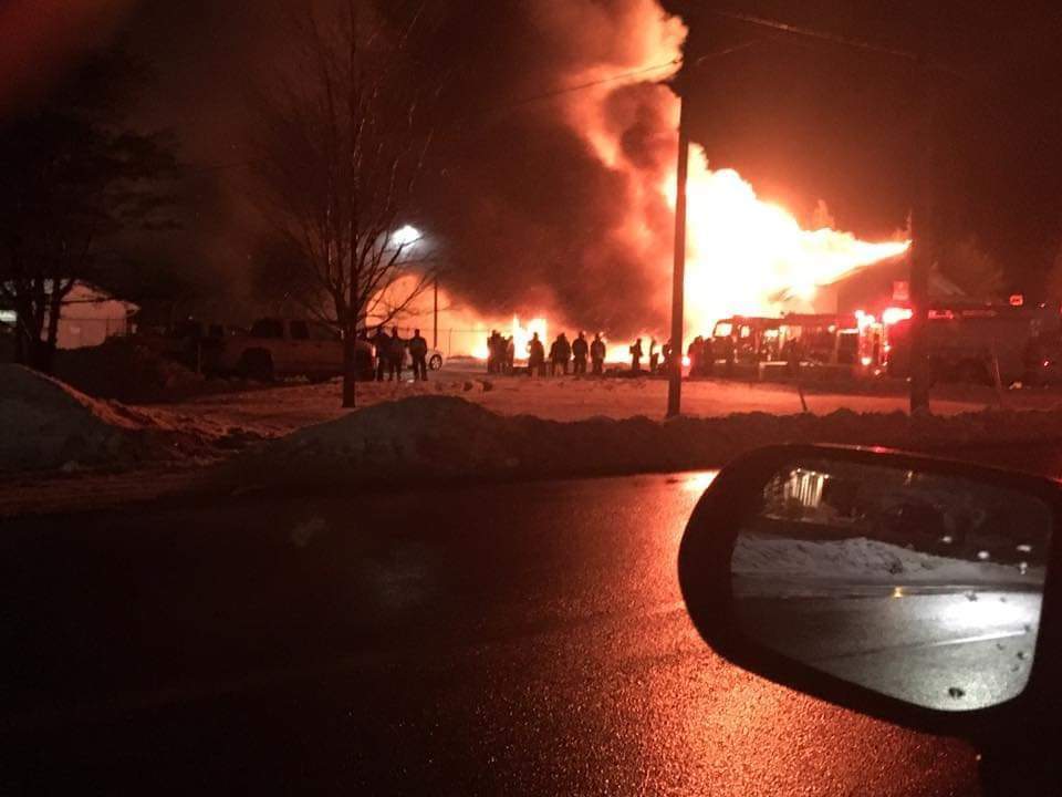 An NB Power operations centre in Bouctouche, N.B., was consumed by fire on Nov. 26, 2018. 