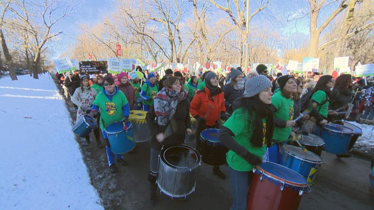 Quebec farmers and their supporters staged a protest in Montreal on Sunday, Nov. 18 to highlight what they consider an unfair playing field on the international stage.