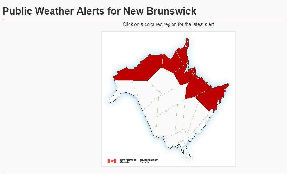 Wind warnings will remain in affect for all of northern New Brunswick on Wednesday.