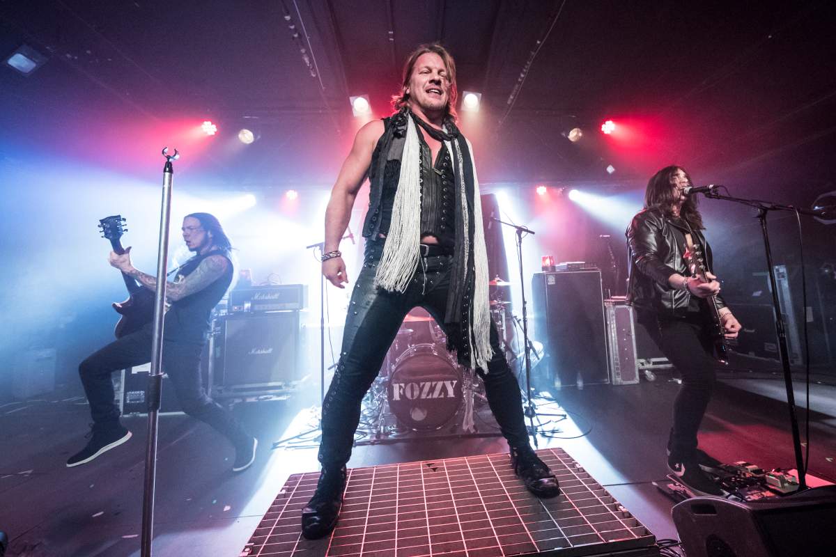 (L-R) Rich Ward, Chris Jericho and Paul Di Leo of Fozzy in concert at Razzmatazz during Route Resurrection on Feb. 11, 2018 in Barcelona, Spain.