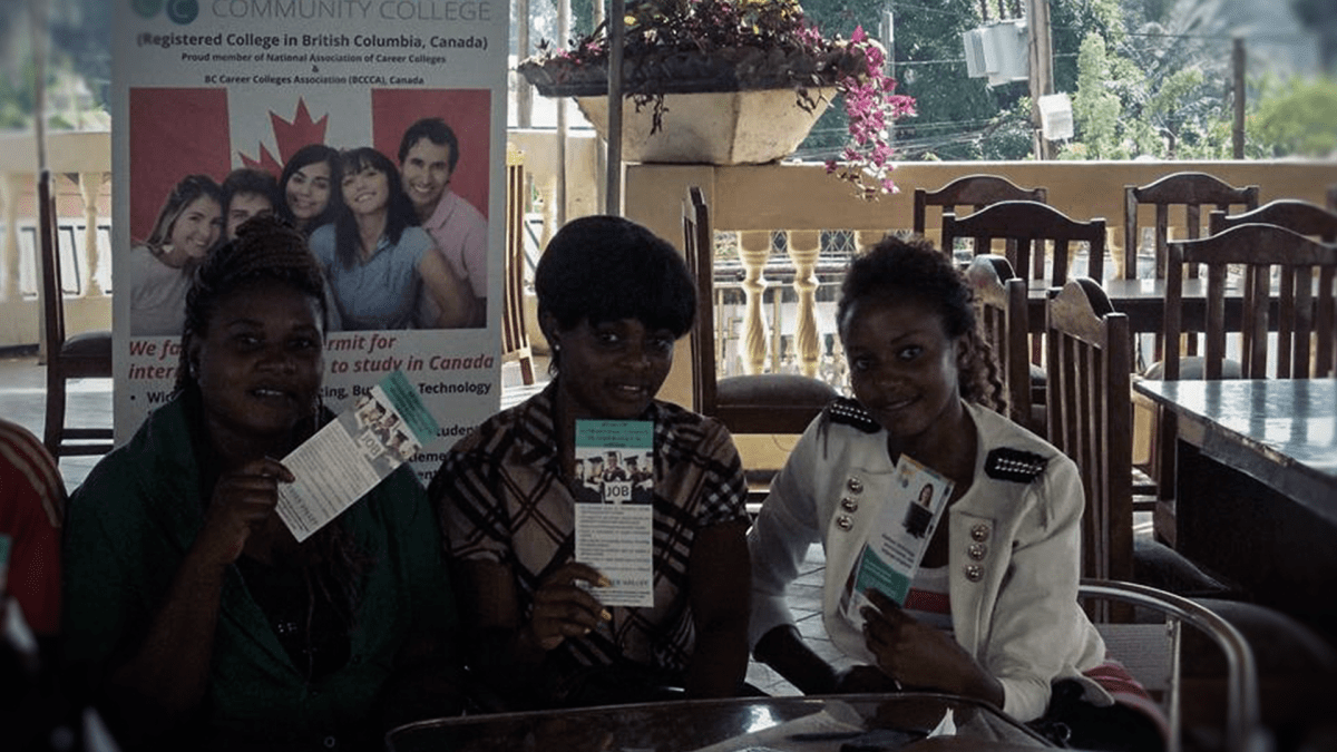 Image from one of FVCC’s ‘on spot’ admission tours in Cameroon where students claim they were ‘guaranteed jobs.’