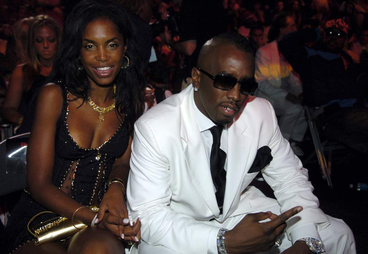 Kim Porter and Sean P. Diddy Combs during 2004 MTV Video Music Awards - Backstage and Audience at American Airlines Arena in Miami, Florida, United States. 
