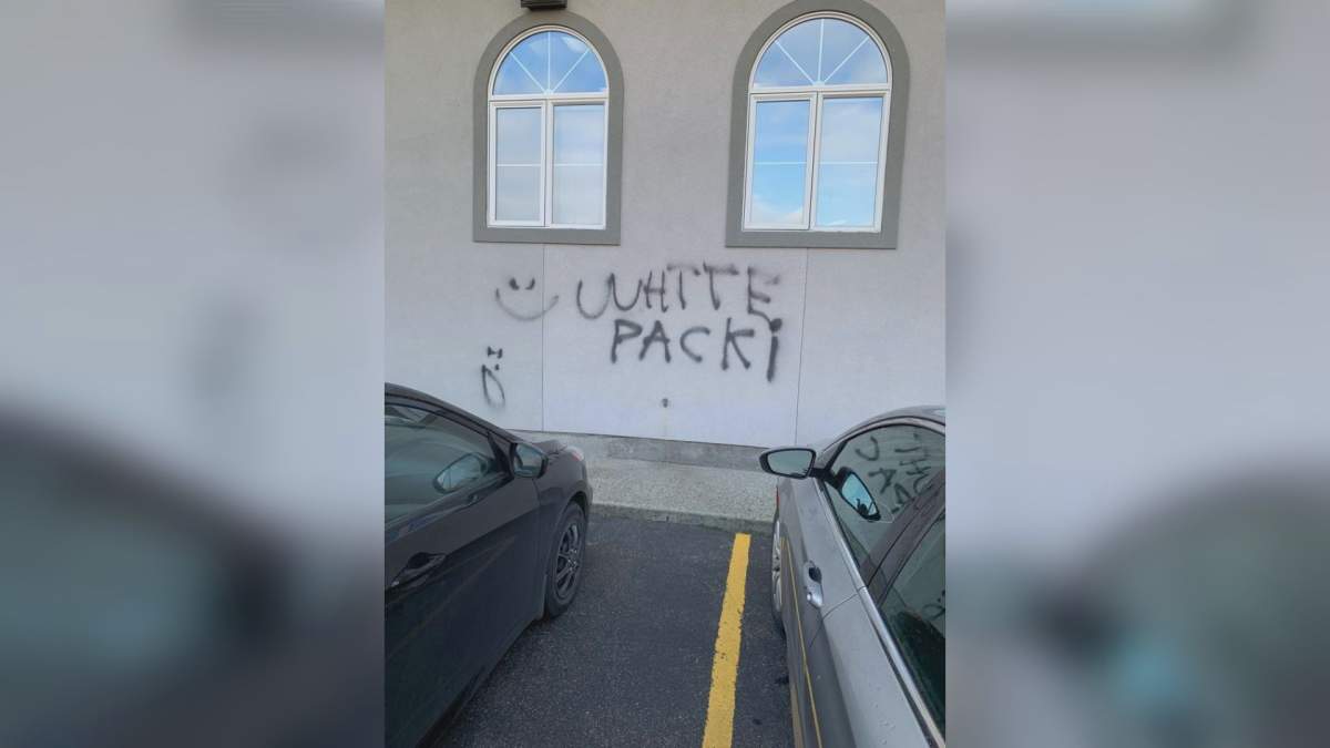 Racist graffiti was found on the wall of Kelowna's Sikh temple on Davie Road Monday morning. 