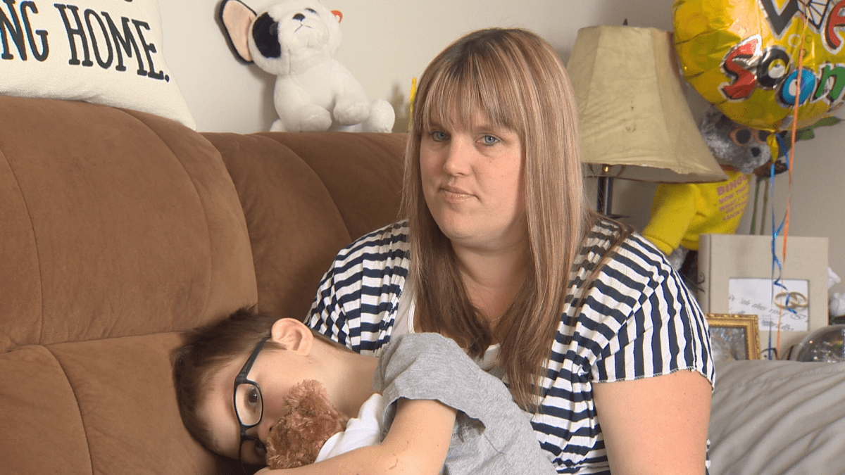 Kaleb (left) with his mom, Natasha Goodwin, who says she’s thankful he’s alive
