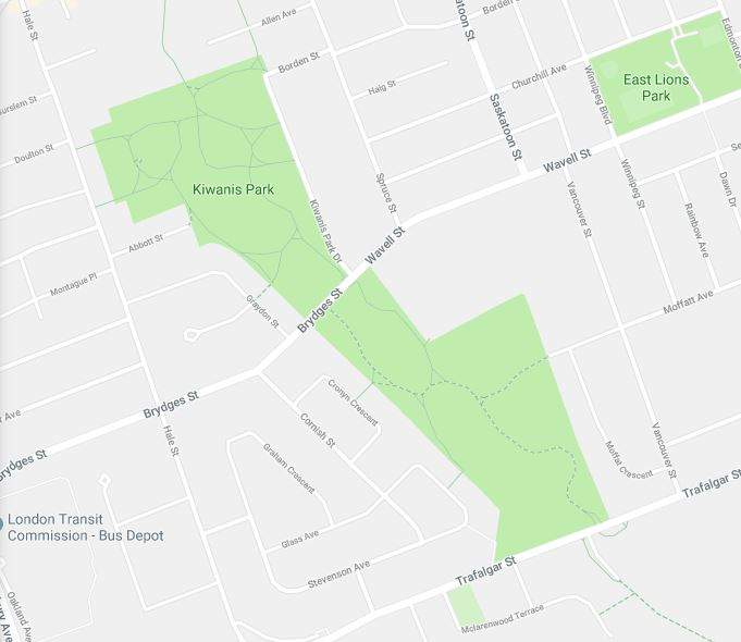 London police say the victim was running in Kiwanis Park, near Trafalgar Street.