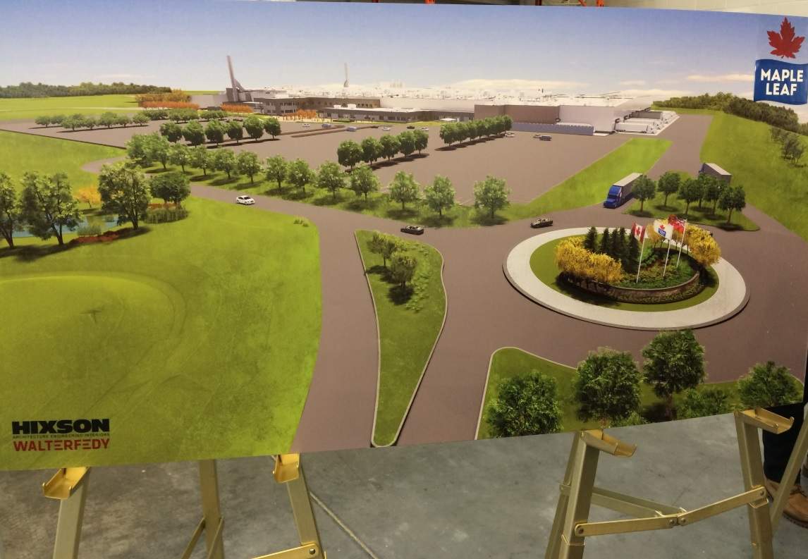 A rendering of the new Maple Leaf Foods poultry processing facility, slated for construction in the spring on Wilton Grove Road at Highbury Avenue. 