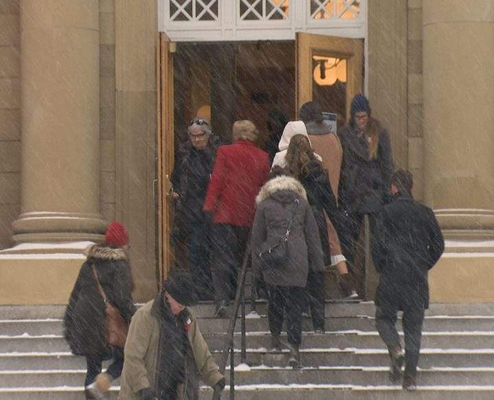 Memorial Park Library polling station. Fourteen thousand Calgarians cast their ballots in the Olympic bid plebiscite on Tuesday — the first day of advance polls.