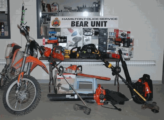 Hamilton Police say they have recovered a large quantity of stolen property from a Grimsby residence including a motorcycle.