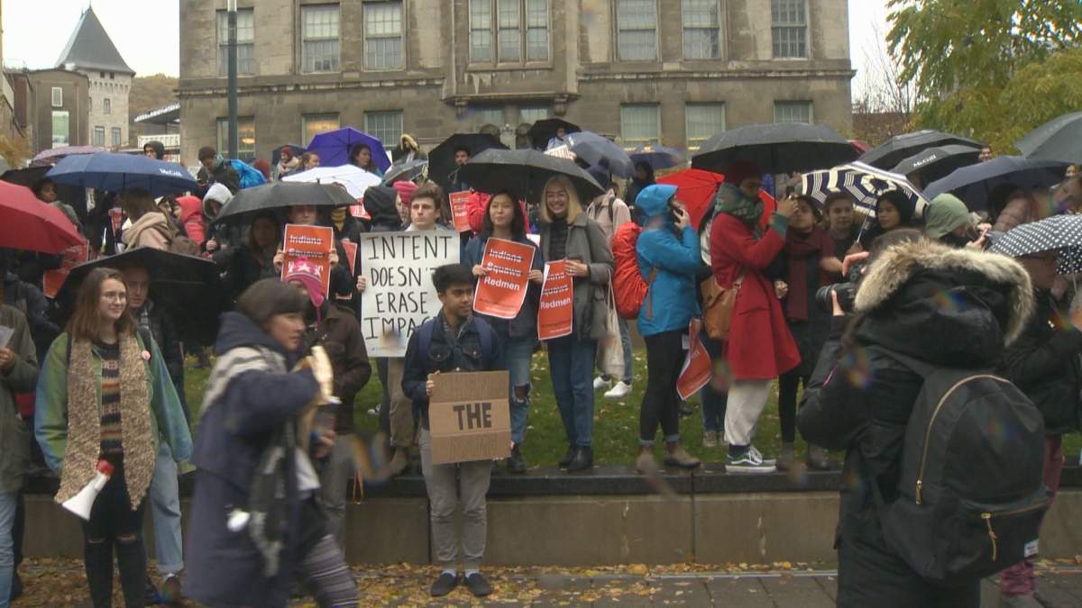 McGill students gather to demand their team’s nickname be changed.