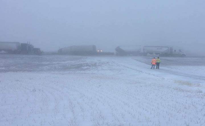 A firefighter who was struck by a semi on Highway 4 near Rosetown, Sask., died on Wednesday.