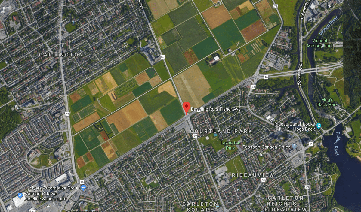 Ottawa police have implemented wide road closures near Baseline Road and Fisher Avenue following a serious collision on Friday morning that left one woman with critical, life-threatening injuries.